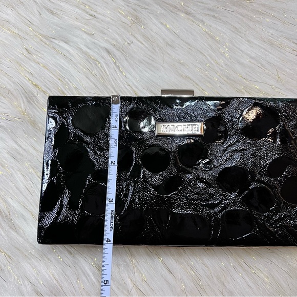 MICHE Black animal Print Faux Leather Silver tone Evening Clutch Bag NWOT - Picture 11 of 15